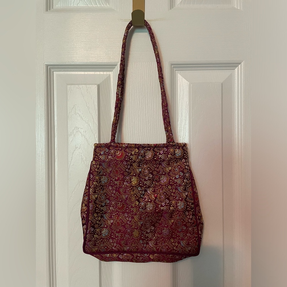 Asian Inspired Floral Brocade Style Handbag - Picture 1 of 5